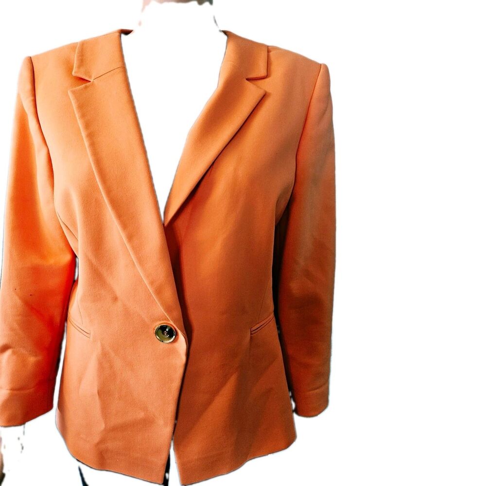 Antonio Melani Women's Orange Blazer Jacket Single Button Pockets Size 12
